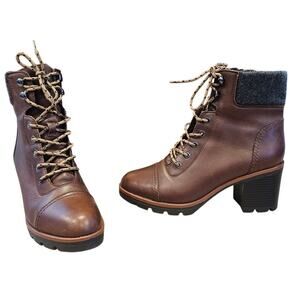 Naturalizer Varuna Brown Leather Waterproof Lug Sole Booties sz 8.5W Minimalist